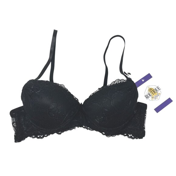 NWOT René Rofé Extreme Push Up Bra Black Lace Convertible Strap 34A - Picture 12 of 12